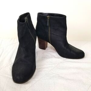 Cole Haan Nike Air Cassidy black leather ankle boots zippers block heel work 10